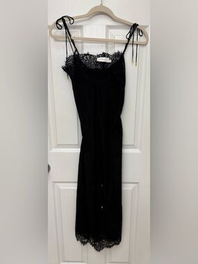 Zimmermann Black Silk Lace Trim Sleeveless Maxi Dress, size 1